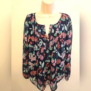 EUC Tommy Hilfiger Ladies Floral 3/4 Length Sleeve Blouse